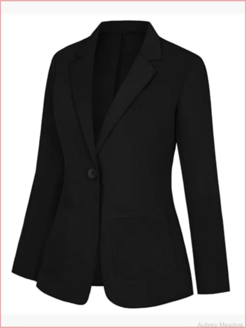 Long Sleeve Notch Lapel Button Front Blazer with Pockets Work Office
